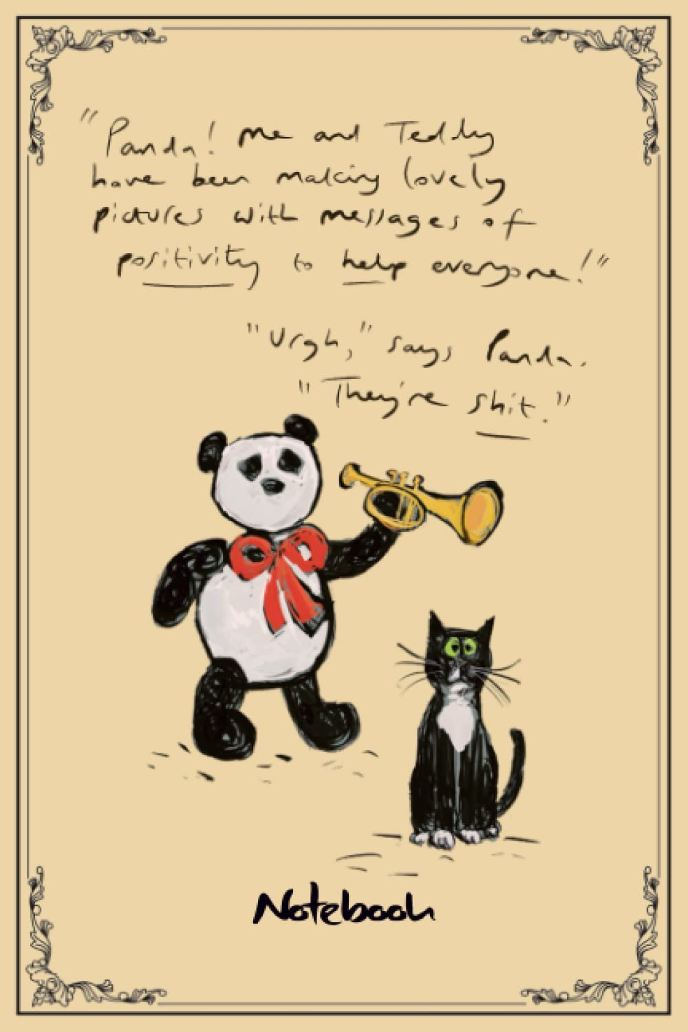 Notebook - The oil paint The Panda, the Cat and the Dreadful Teddy Journal notebook 48: A Blank Lined College Ruled Journal Notebook Gifts for Kids and Teenagers for Writing and Journaling