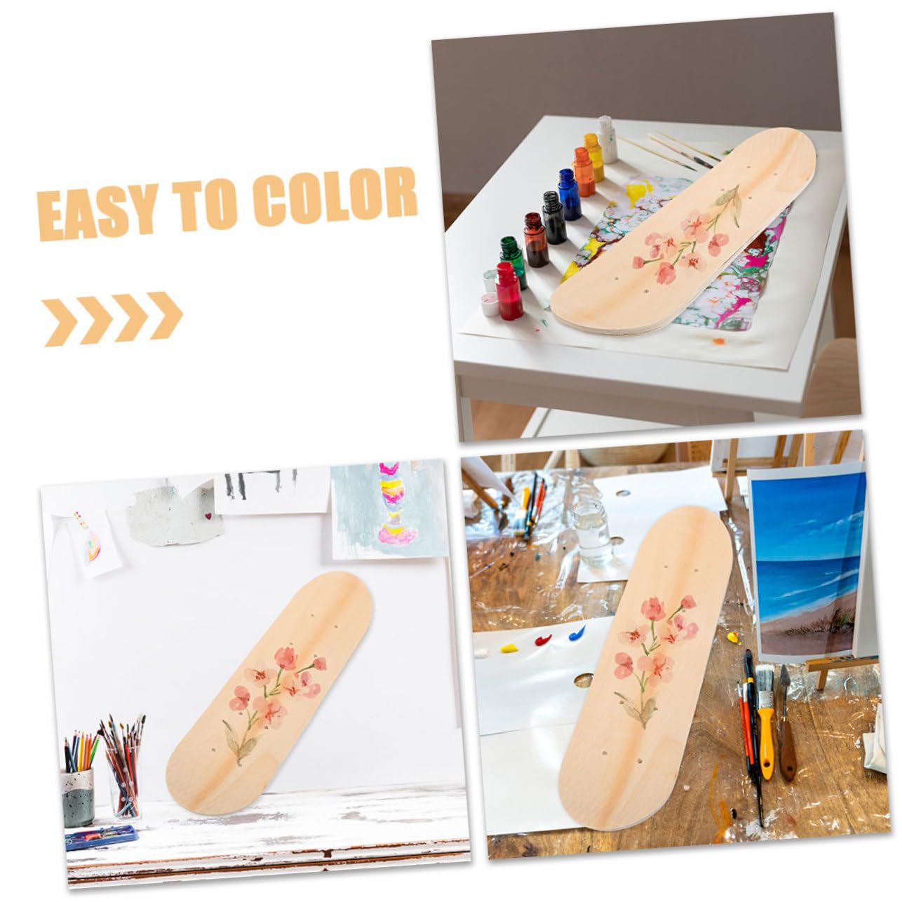 TOYANDONA Skateboard Vierge à Dessiner 23, 6 Pouces Lot de 2 en Érable