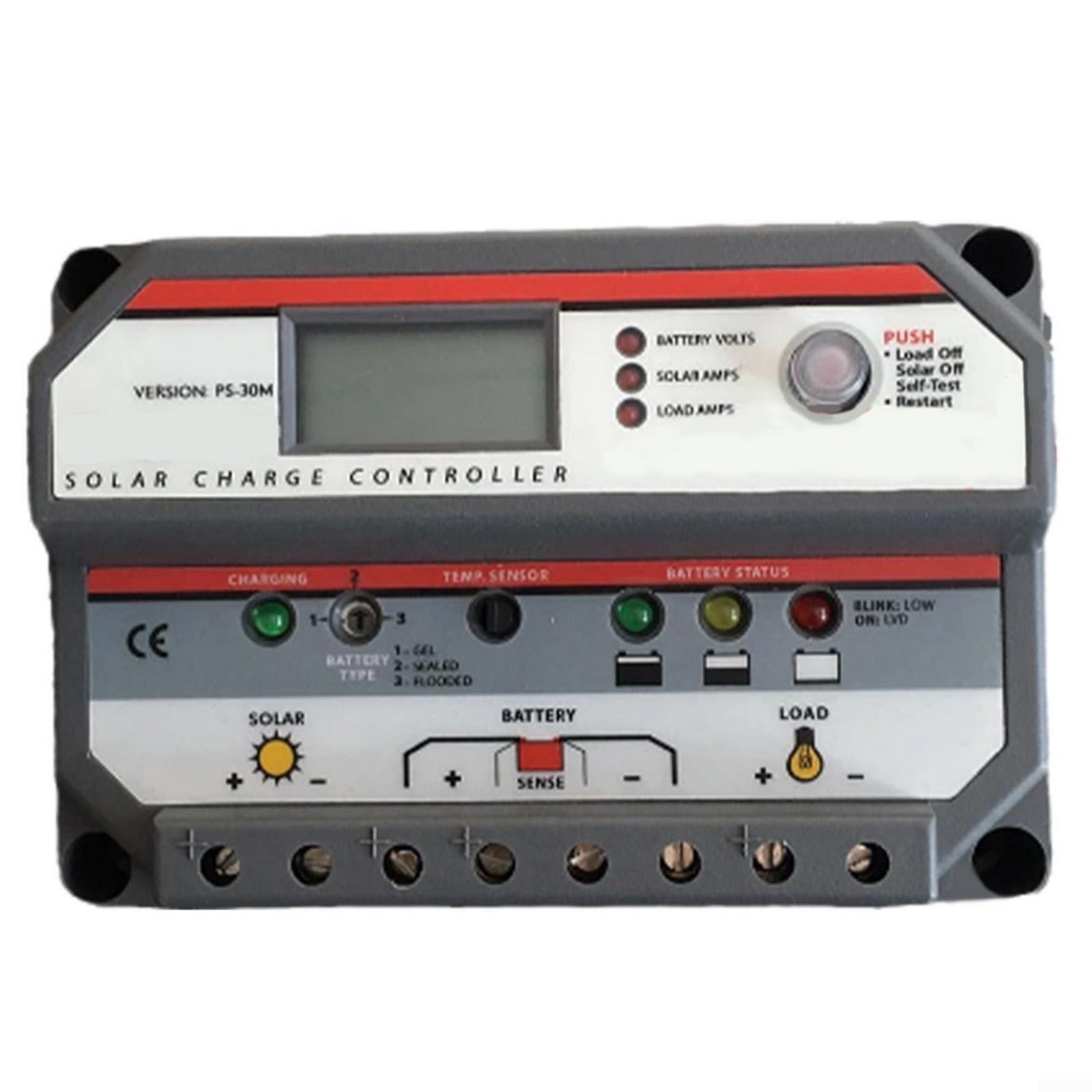 Régulateur de charge solaire pour pwm 12/24V 30A avec écran LCD