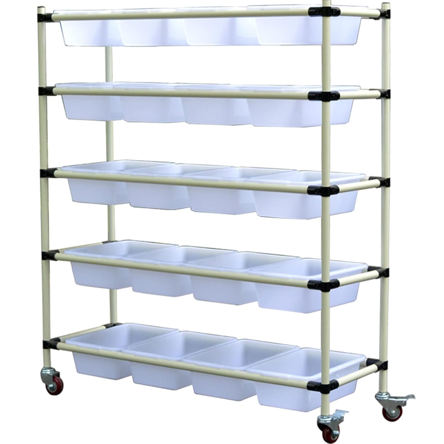 重荷重用キャスターホイール 4X ヘビーデューティー拡張チューブキャスター、100mm ソリッドゴムホイール、ブレーキ付きトロリーホ