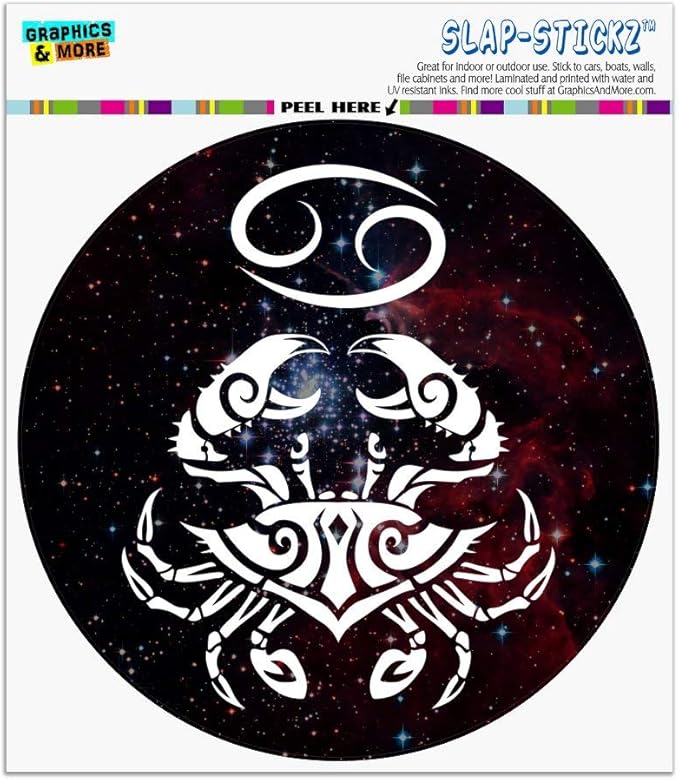 Cancer Crab Zodiac Sign Horoscope in Space Automotive Car Window Locker Circle Bumper Sticker
