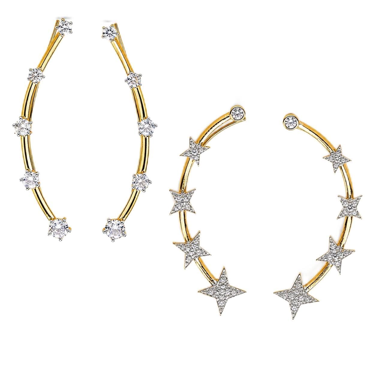 White Contemporary Designed Geometrical Ear Cuff Earrings Jewellery For Women & Girl-image-47