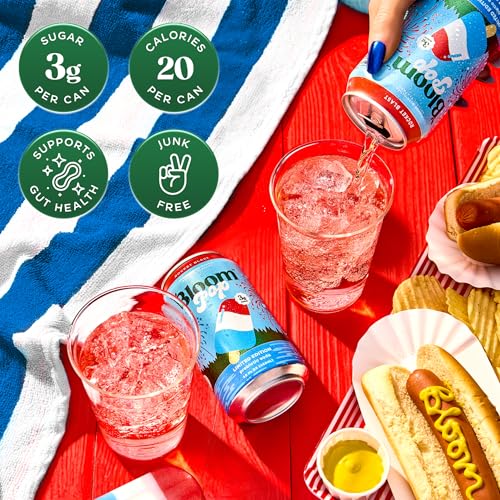 Image of Bloom Pop Prebiotic Soda, Gut Health Support, Rocket Blast, 12 Pack | Rocket blast flavor with clinically backed prebiotics for gut health, metabolism support and soda satisfaction.