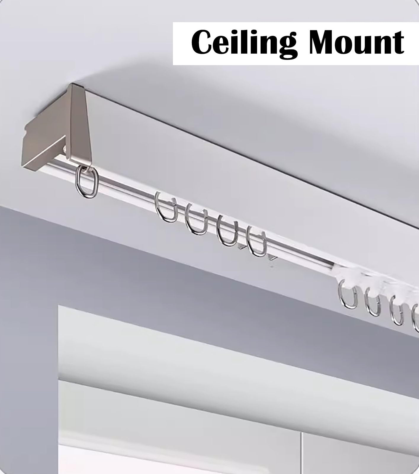 Binario Per Tende Arricciate In Alluminio - Installazione A Soffitto, Movimento Manuale, 160 Cm