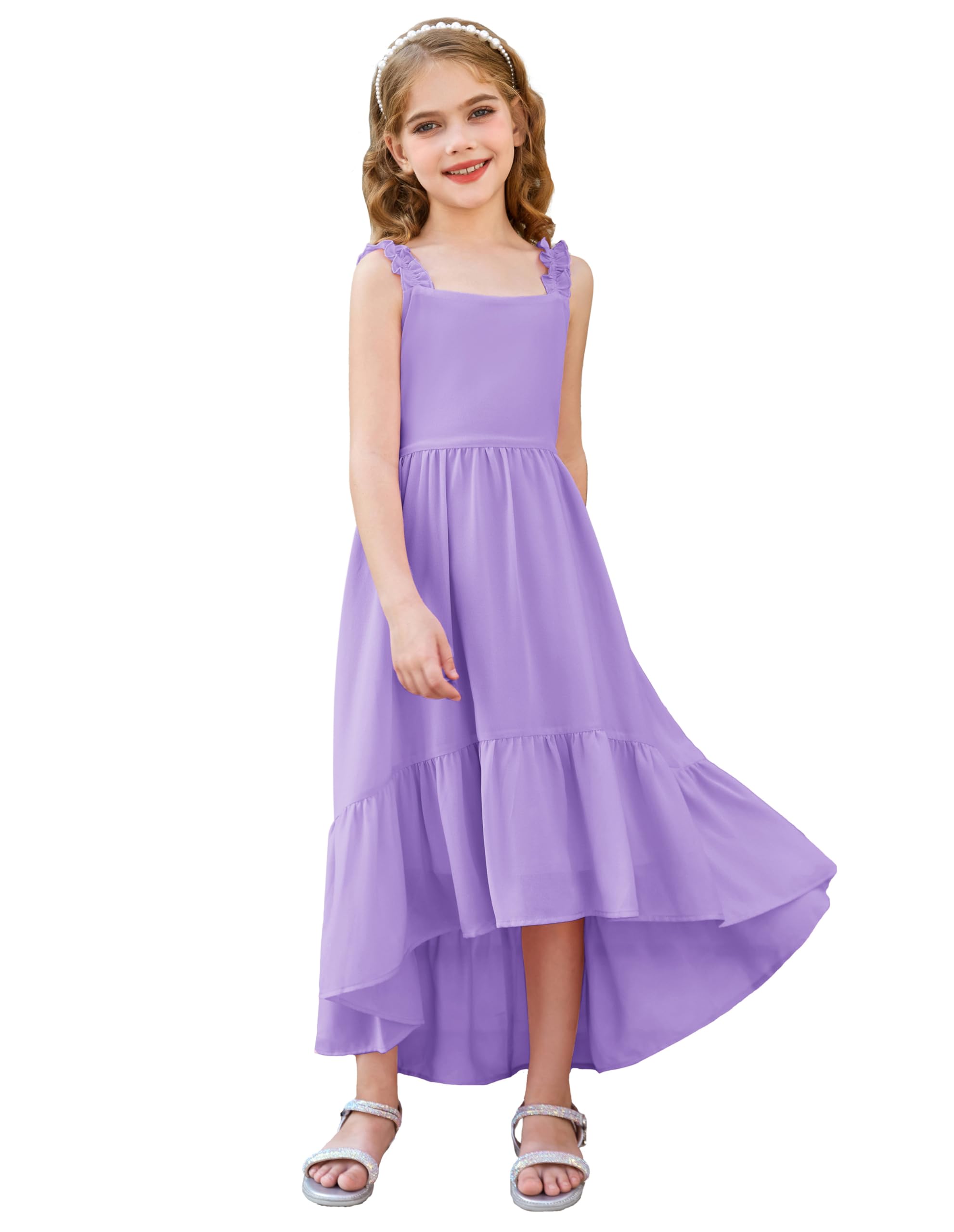 GRACE KARIN Vestido para Niña con Tirantes Finos Elegante Sin Mangas hasta el Tobillo 7-12 Años