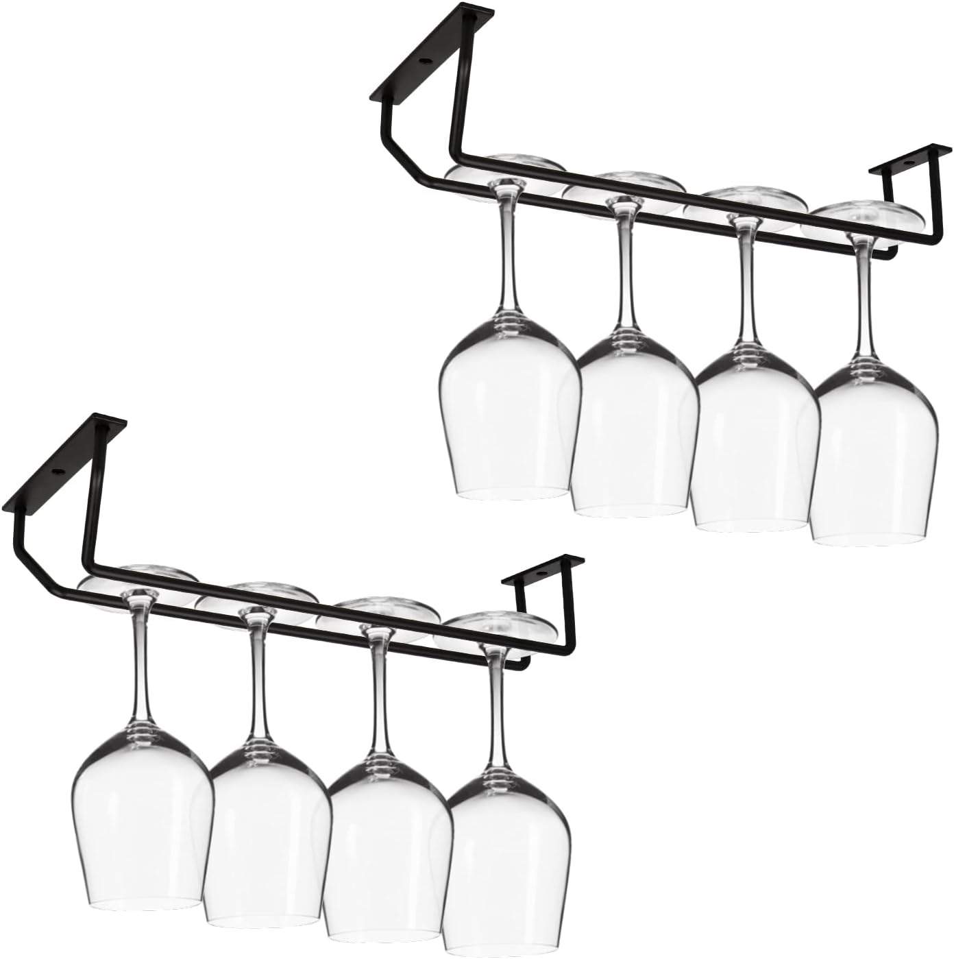 2 Pcs 10.8 Inch Black Wine Glass Rack, Under Wine