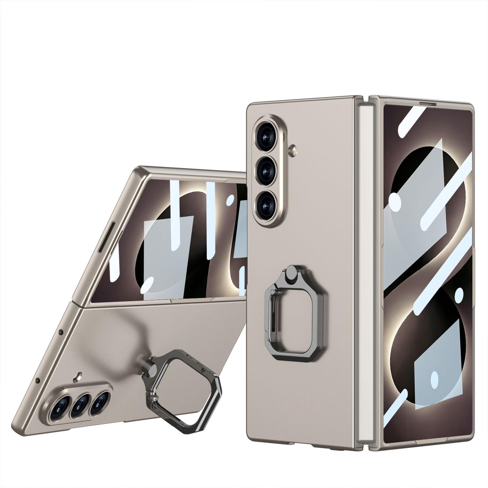 Custodia Antiurto For Samsung Galaxy Z Fold 8 Ultra, Custodia Proteggi Schermo Sottile E Minimalista Con Guscio In Metallo E Anello In Metallo(Brass)