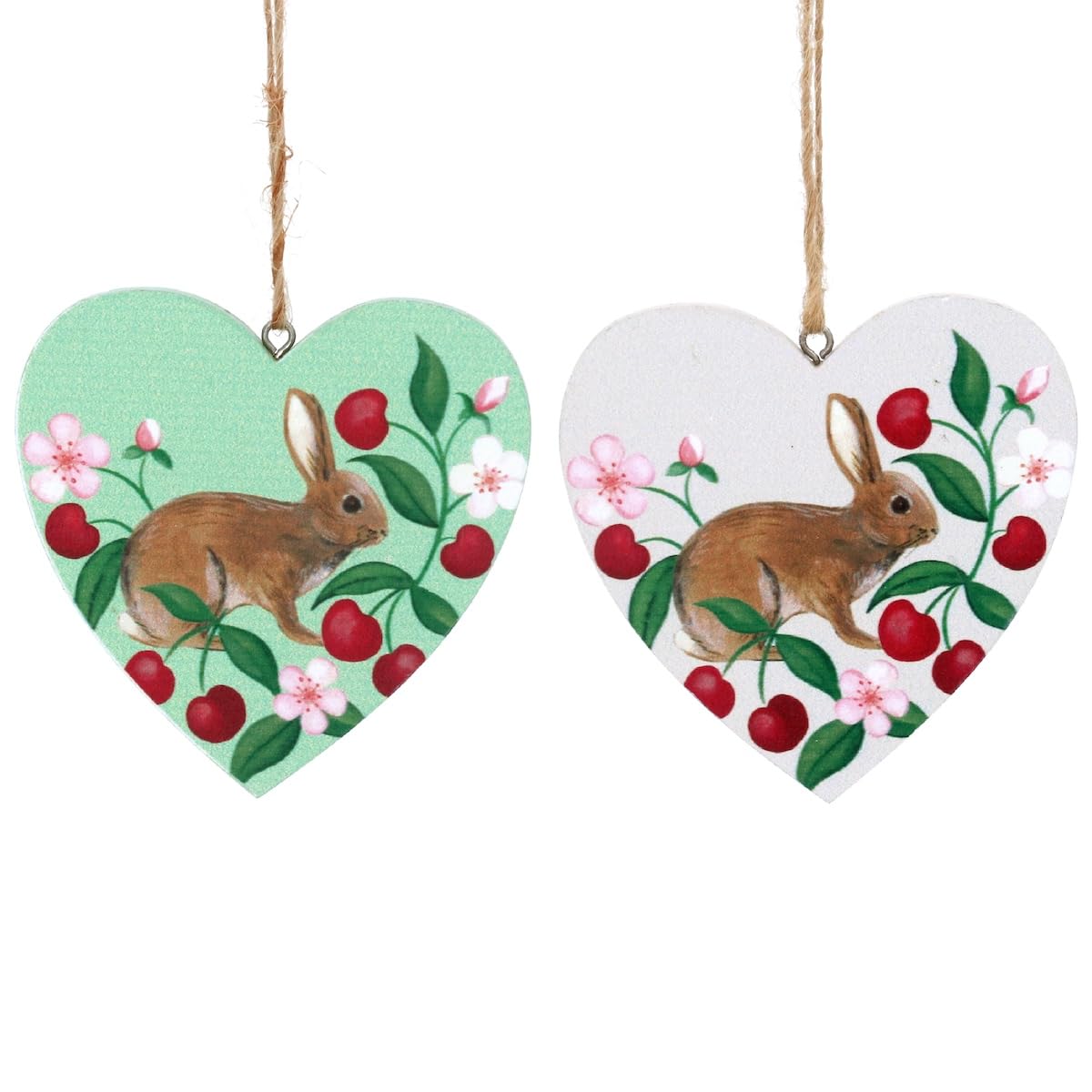 Gisela Graham Cherry Design Heart Shaped Rabbit Easter Decorations