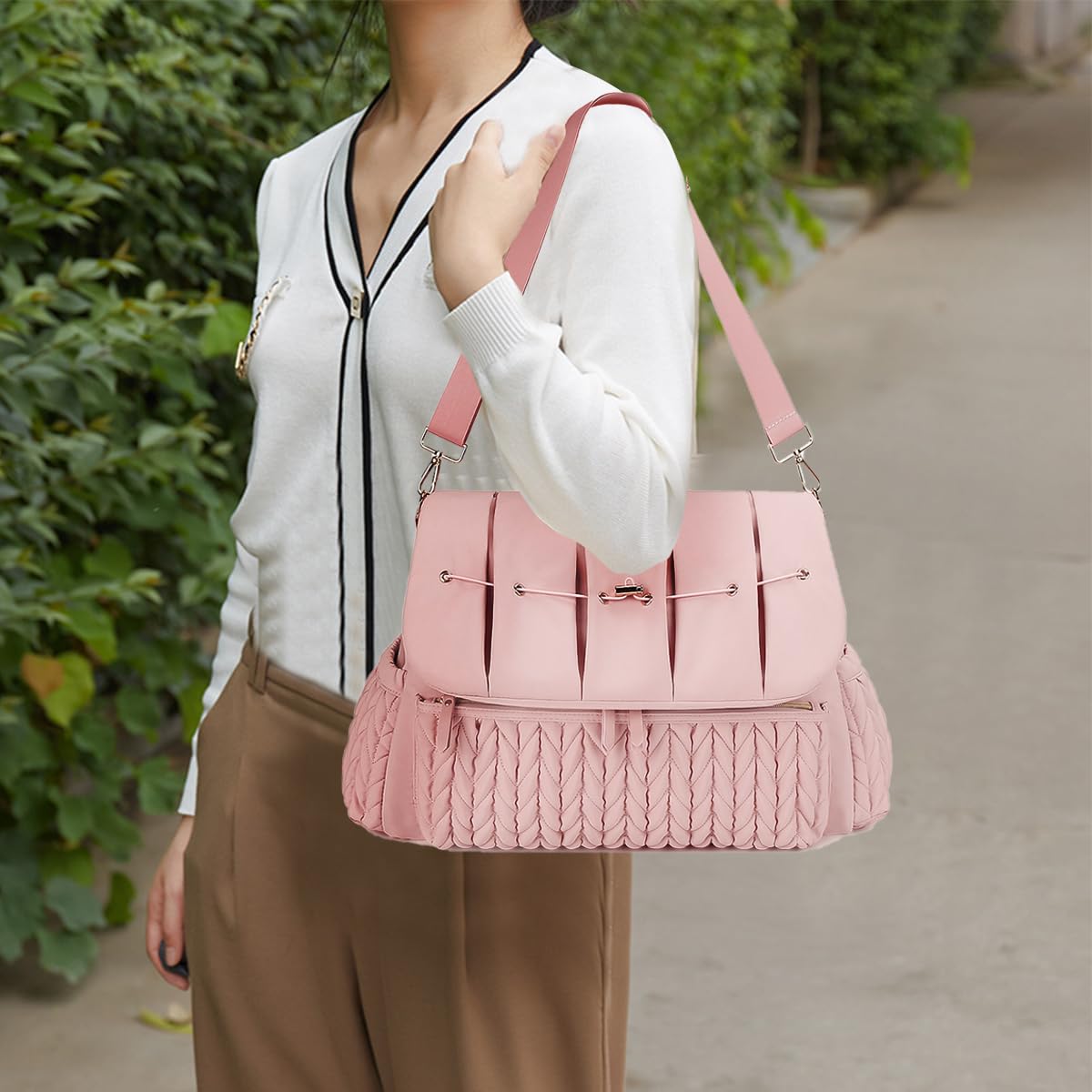 SONARIN Convertible Diaper Bag Backpack Waterproof Nappy Changing Bag Travel Mummy Bag with Changing Pad & Shoulder Strap(Pink)