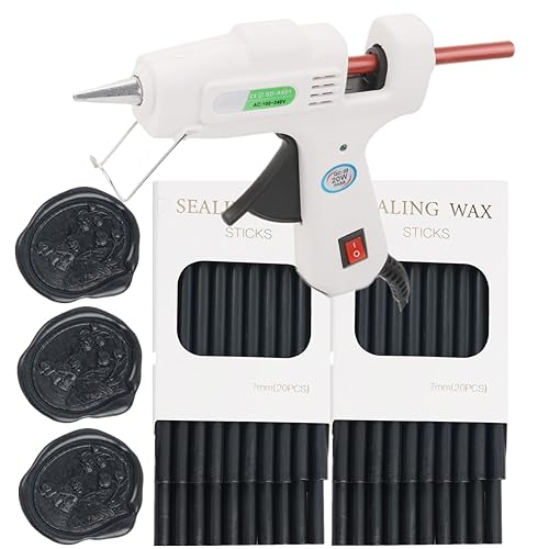 40 varillas de sellado de cera negra con pistola de pegamento, juego de palos de sellado de cera para pistola de pegamento, ideal para sellos de
