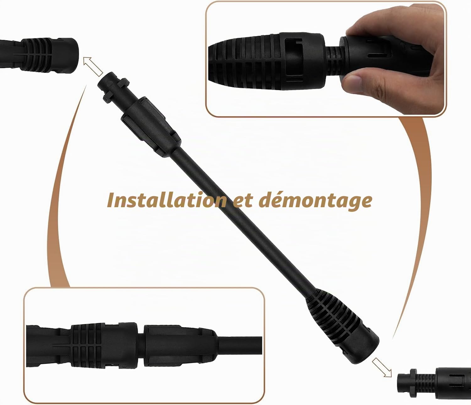 Kit de remplacement pistolet Karcher - Pistolet à gâchette à connexion rapide pour nettoyeur haute pression K2 à K7 (jusqu'à 2100 psi), avec lance d'extension, buse réglable et lance à mousse neige