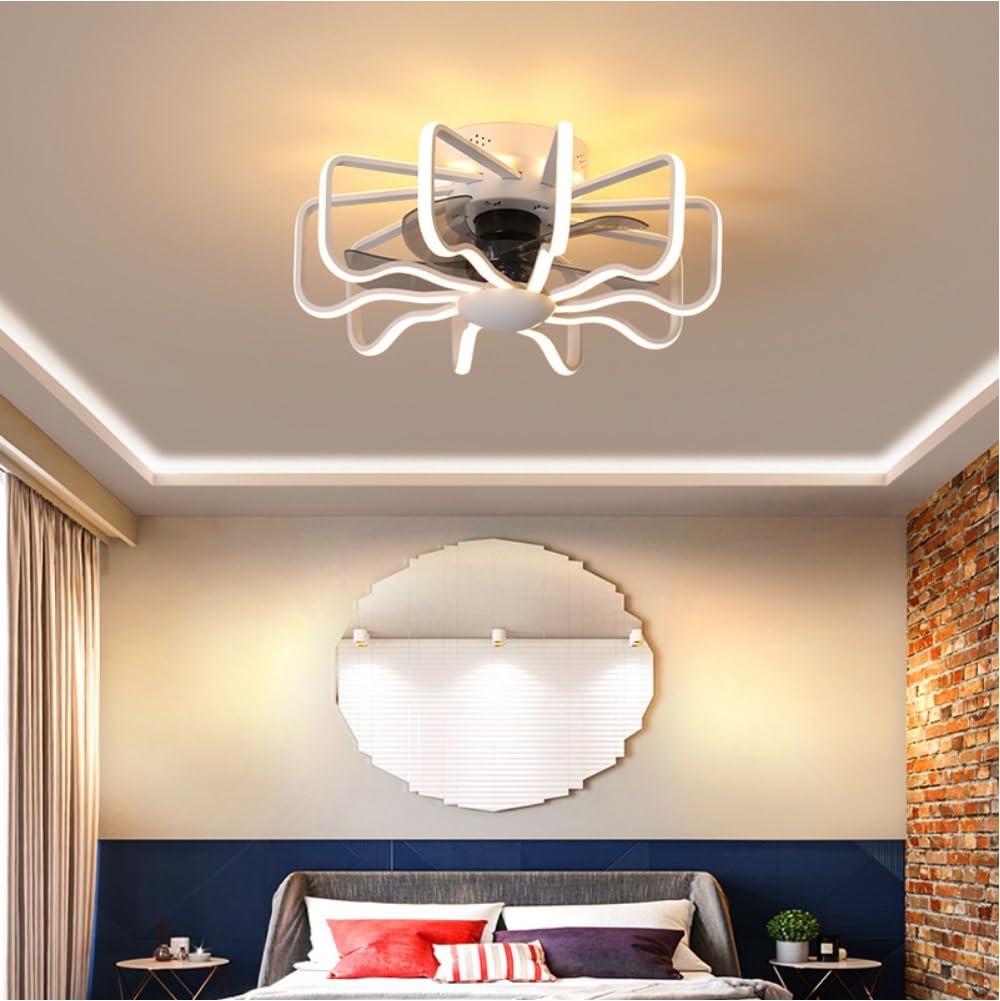 HXYSXHJUO Ceiling fan light LED ceiling recessed 160W with remote control dimmable mute three speed color for bedroom living room Black/Gold/White (