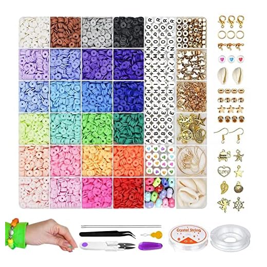 Kit de Fabricação de Pulseiras - Fabricação de Pulseiras de 24 Cores - Contas espaçadoras de contas redondas planas com kit de pingente e cordões elásticos para fazer joias kit de pulseiras Lereca