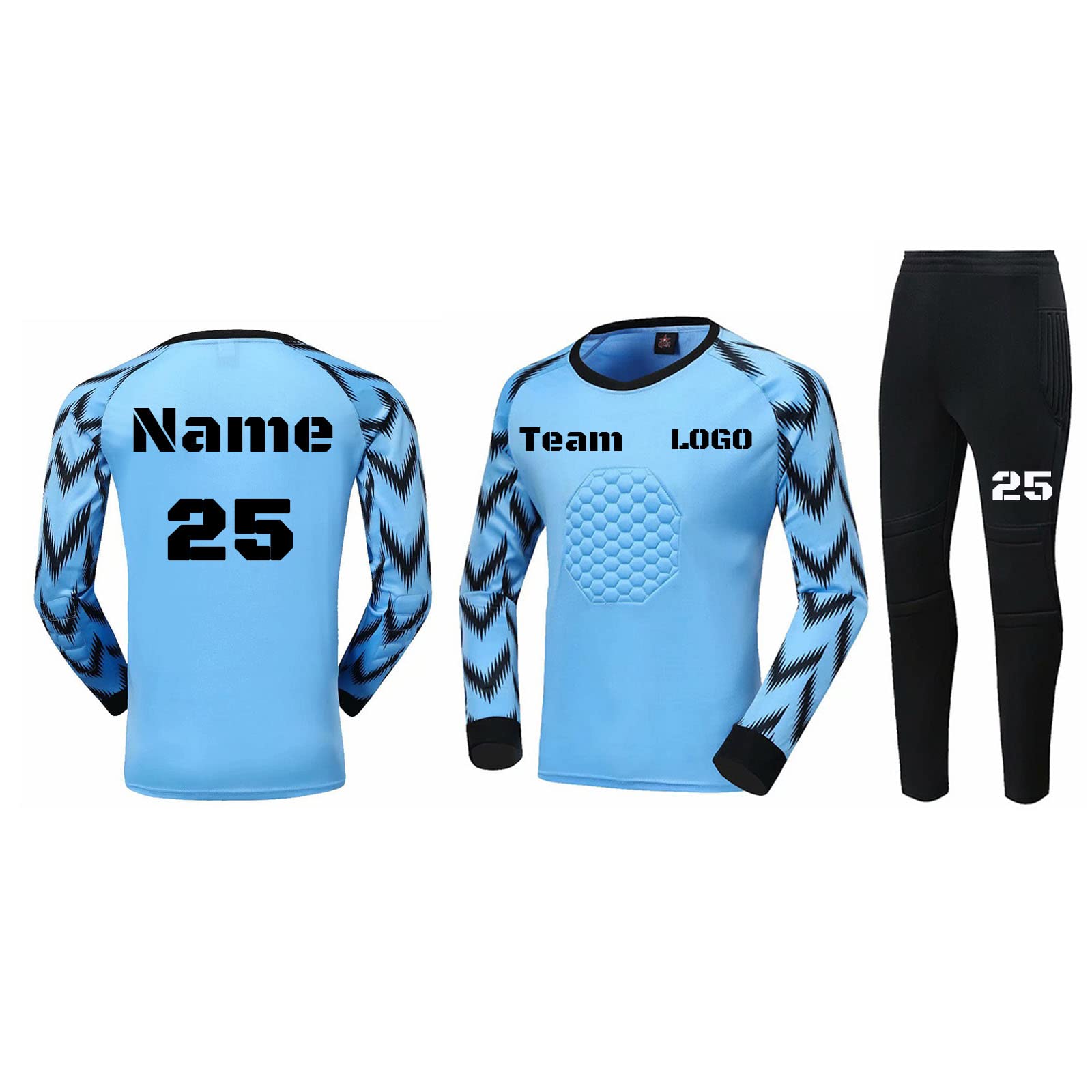 Jersey de Portero de fútbol Camisetas y Pantalones de Portero de fútbol Personalizados con Nombre y número Logotipo del Equipo para niños y Adultos