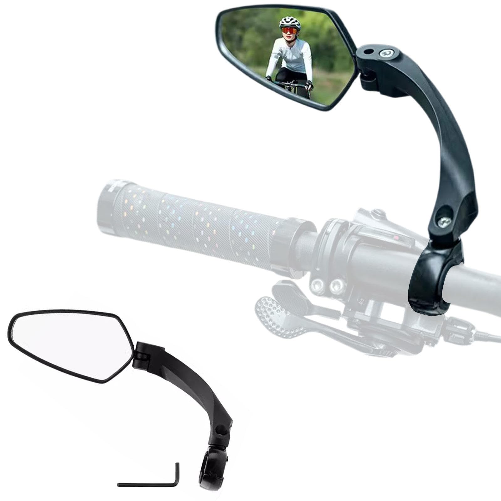 Espejo de Manillar Para Bicicleta Lente Acrílica de Espejo Retrovisor de Bicicleta con Rotación de 360° Accesorios de Espejo Retrovisor Para Bicicleta de Ciclismo Seguro,Left