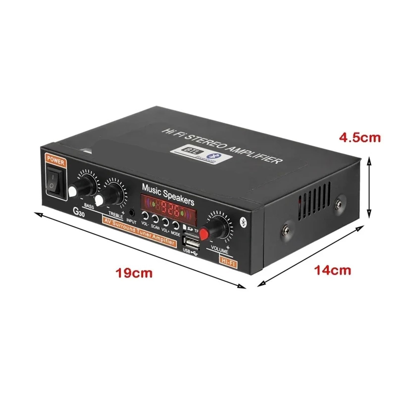 Amplificatore 45Wx2 canali 2.0 digitale for auto domestica potente Bluetooth HiFi stereo subwoofer AMP Per l'home cinema