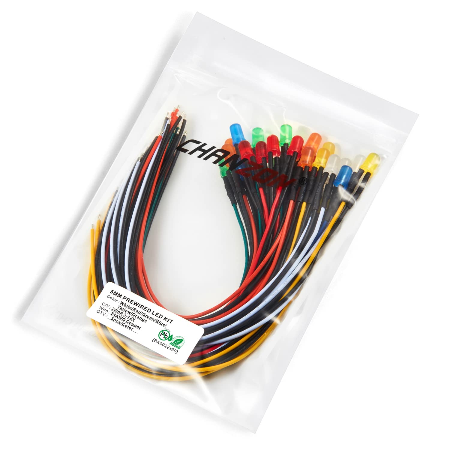 Lyeteung 50 Pièces 3mm 12V Diode LED Pré-Câblée Lumière, Blanc