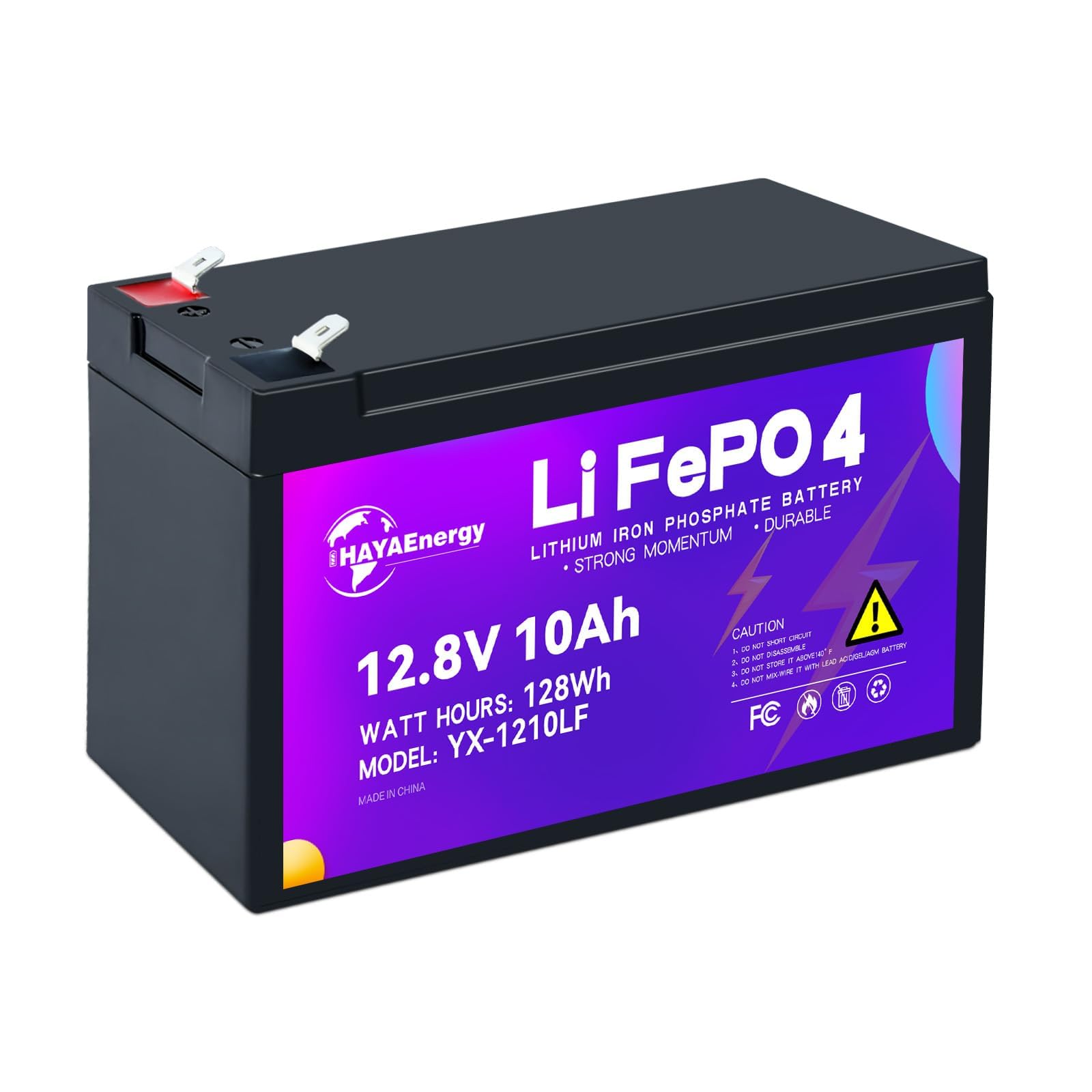 12V 10Ah Lithium Battery, Rechargeable LiFePO4 Battery with Built-in 10A BMS Board, 5000+ Deep Cycles, Higher Energy Density, for RVs, Van, Camping, Marine, Trolling Motor
