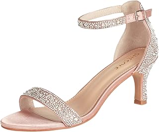 Women's Dressy Kitten Heels Rhinestone Sandals Elegant Prom Formal Bridal Wedding Shoes