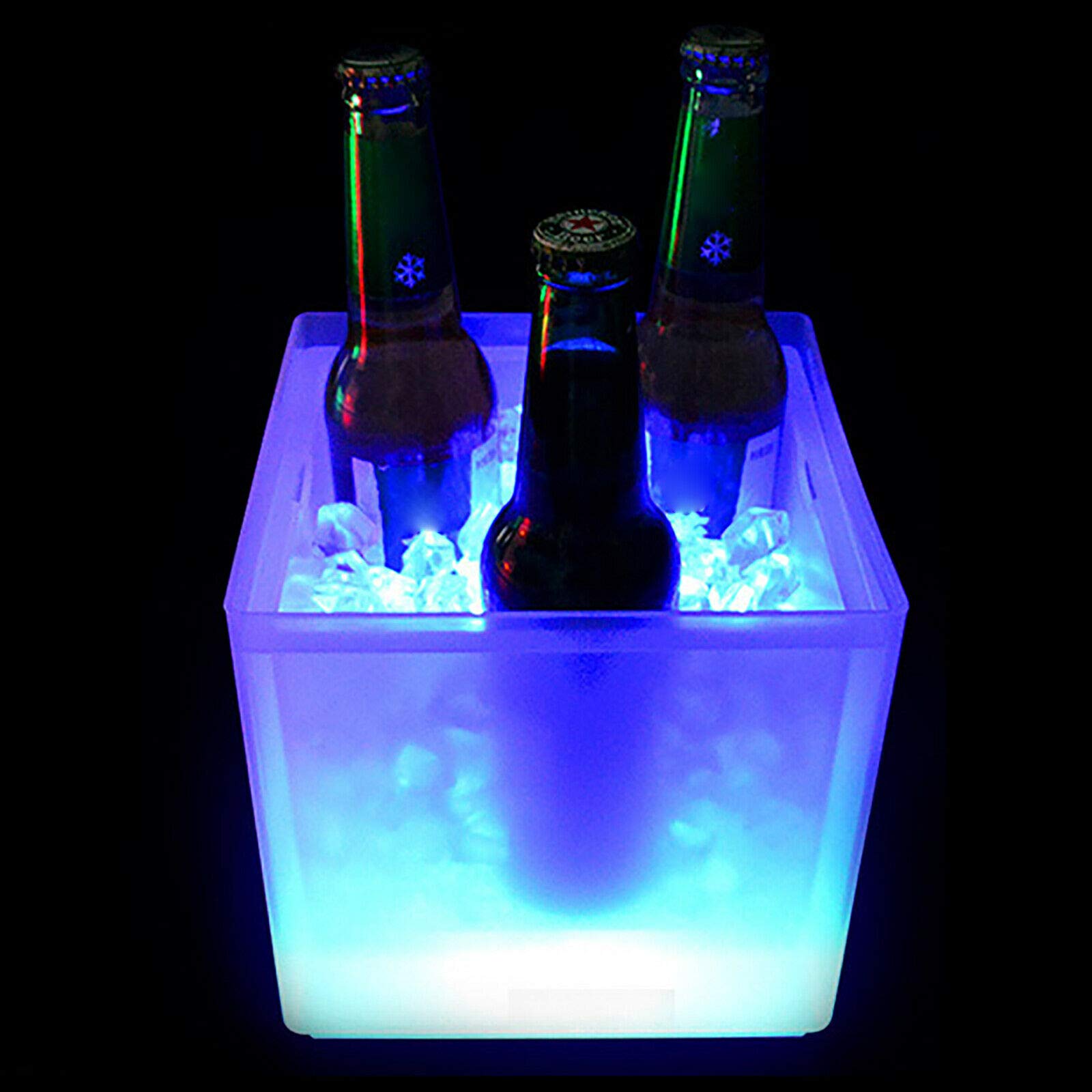 Secchiello per ghiaccio da 3,5 l con luce LED colorata, secchio per ghiaccio che cambia colore, refrigeratore di champagne, vino, bevande, birra, per club, festa, bar