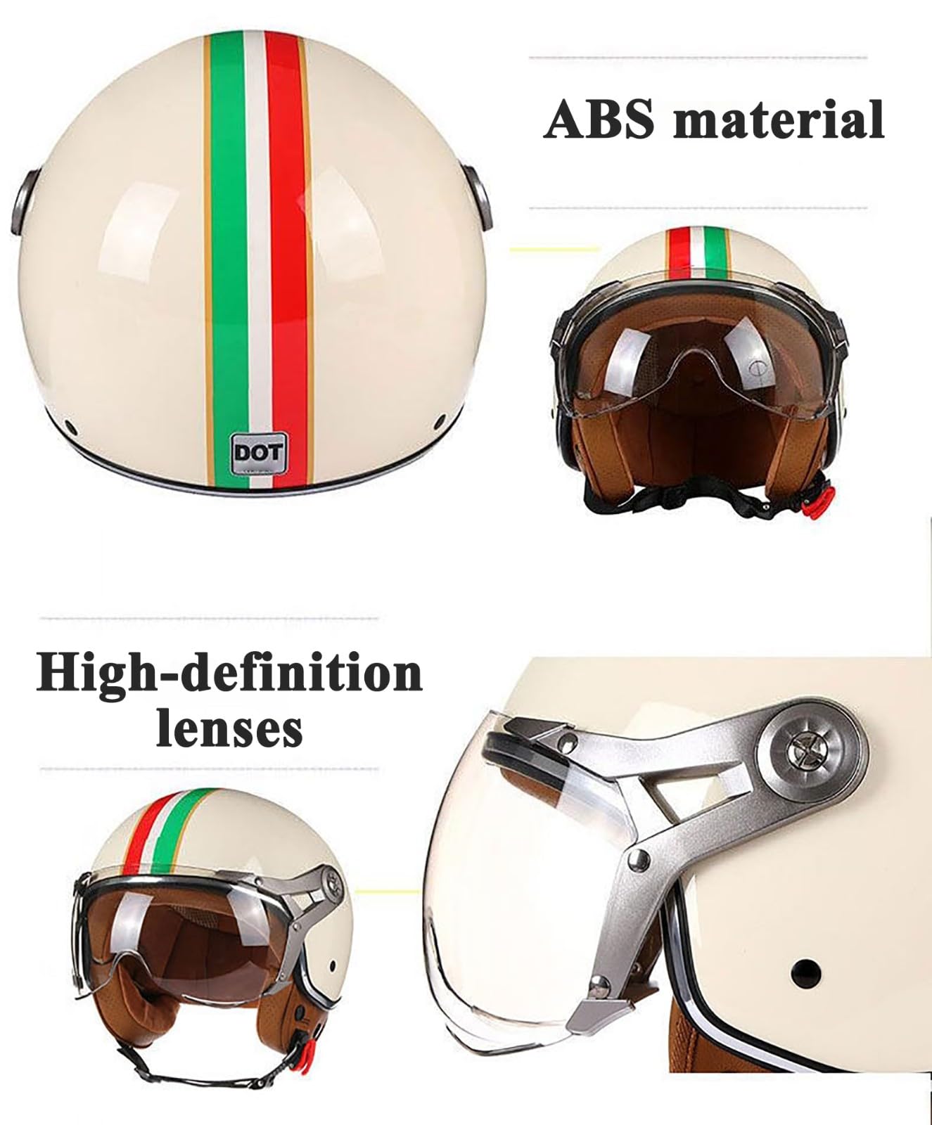Kask motocyklowy otwarty dla dorosłych (mężczyzn i kobiet), kask motocyklowy z wizjerem, homologacja ECE 2205, kask na skuter, cruiser i motorower do dojazdów do pracy w mieście.