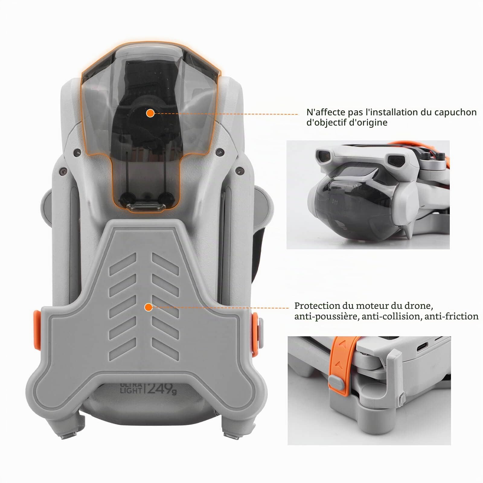 Porte-hélice Mini 3 / Mini 3 Pro, protège-sangle pour stabilisateur de la série DJI Mini 3 Accessoires pour drone RC (Orange)