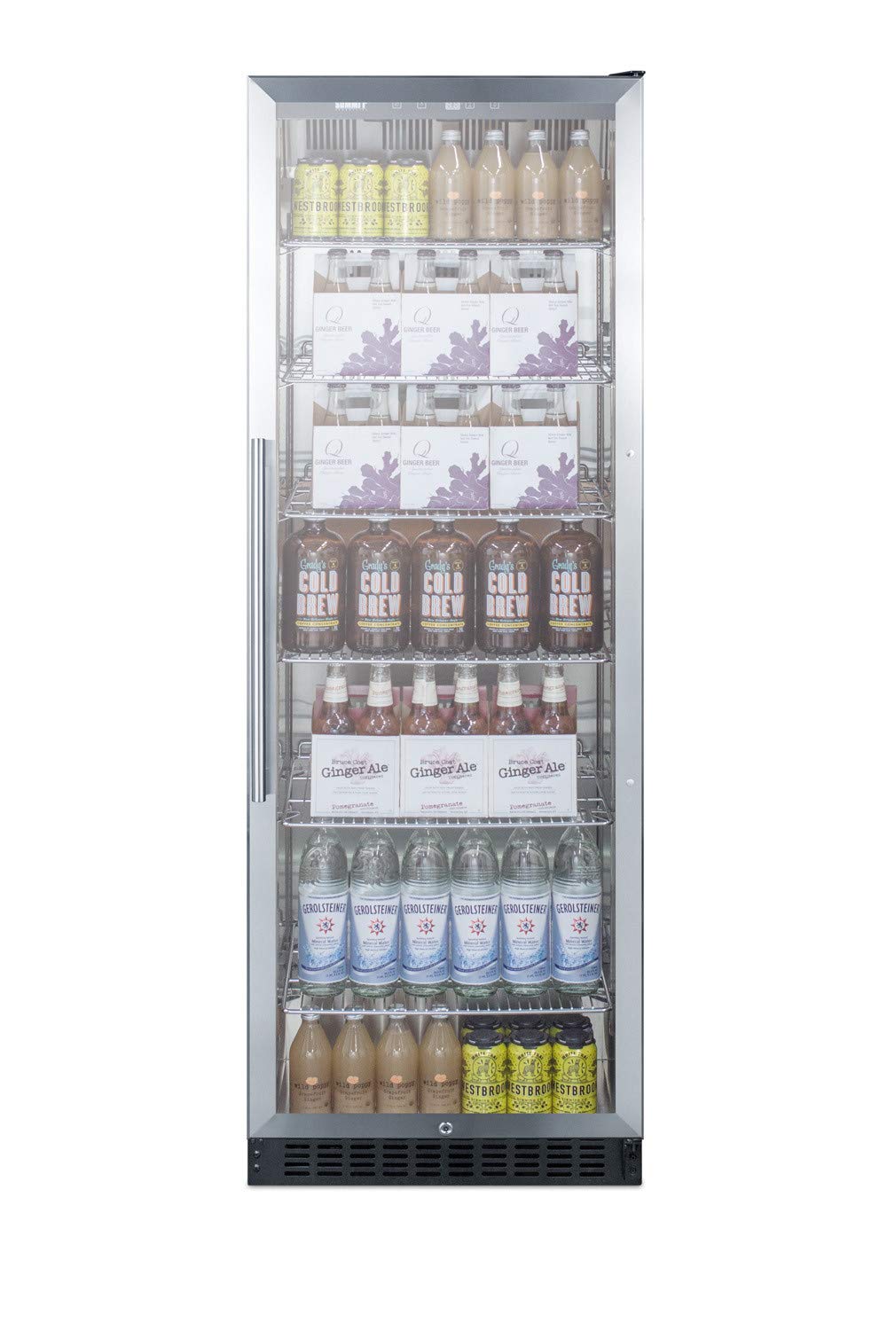 Summit SCR1401 24"" Commercially Approved Beverage Merchandiser with 12.6 cu. ft. Capacity Stainless Steel Interior Frost Free Operation Double Pane Tempered Glass Door in Stainless Steel on Fridge.com