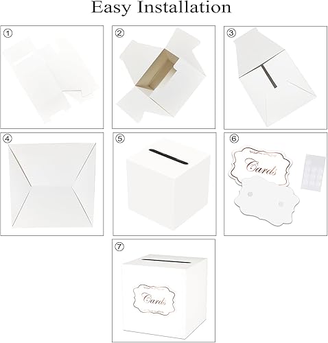 Miniatura 6 de Caja de tarjetas de boda para recepción, caja de regalo blanca, caja de dinero para baby showers, cumpleaños, bodas, jubilaciones, casas abiertas,