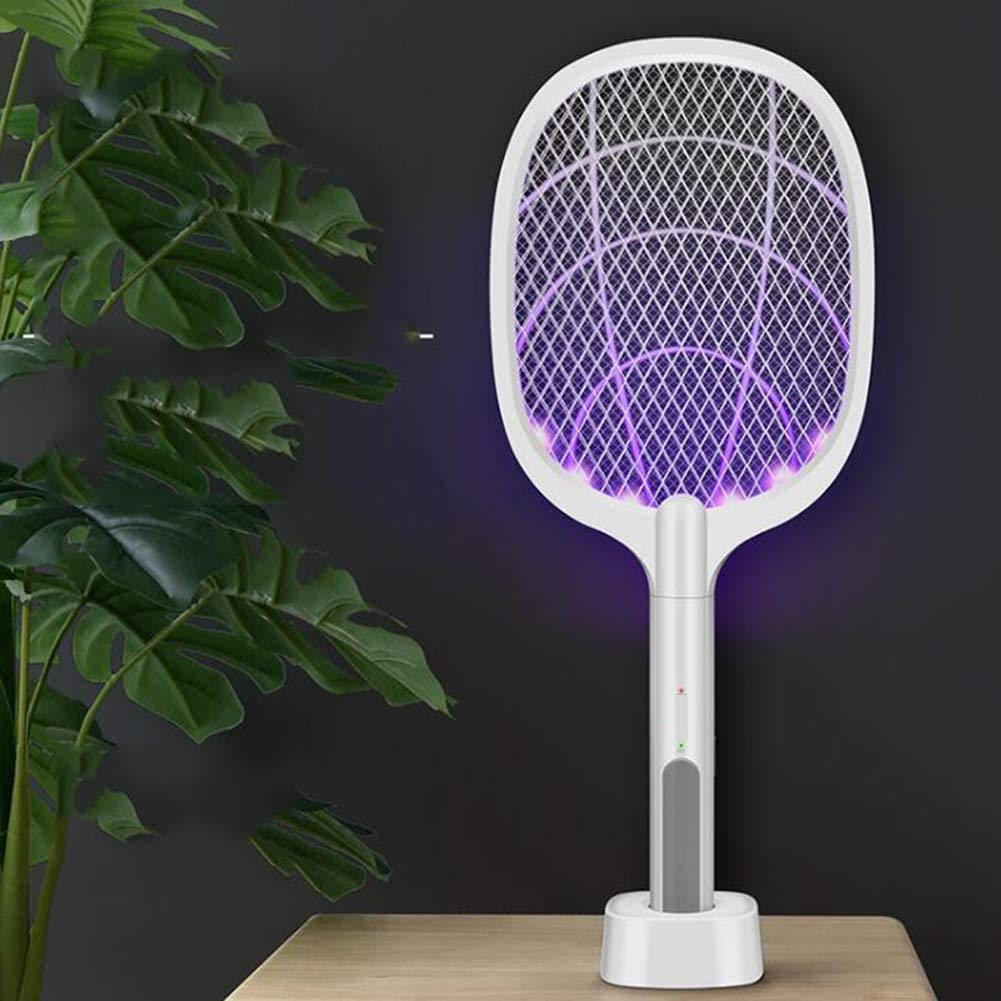 Wooga Mosquito Bats Rechargeable Electric Fly Mosquito Killer Bat Pest Control Rechargeable Mosquito Killer Swatter (White)