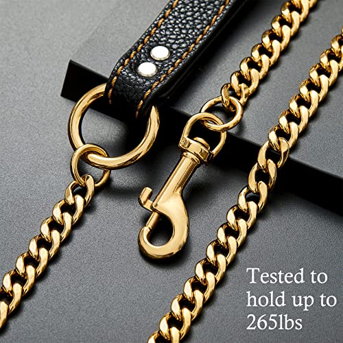 Training Lead Leash For Dogs, 3/4.3Ft No Pull Dog Leash,Heavy Duty Strong Durable Stainless Steel Silver Gold Rope Chain With Traffic Soft Padded Handle For Small Medium Large Dogs #TOP2