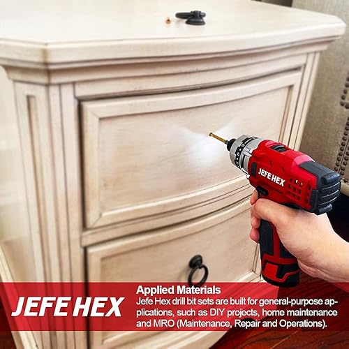 Miniatura 5 de JEFE HEX 24 Pz 332" (Paquete de 3, 8 Paquetes, Total 24) Broca de Vástago Hexagonal, Broca de Titanio con Giro, Punta Dividida de 135 Grados para