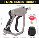Yuirshion High Pressure Washer Gun with 5 Water Nozzle Tip, 4350 PSI Cleaner Gun, Car Wash Water Gun for Car Cleaning (M22 14MM Hose Connector for karcher K1-K7 Quick Connector) - 4