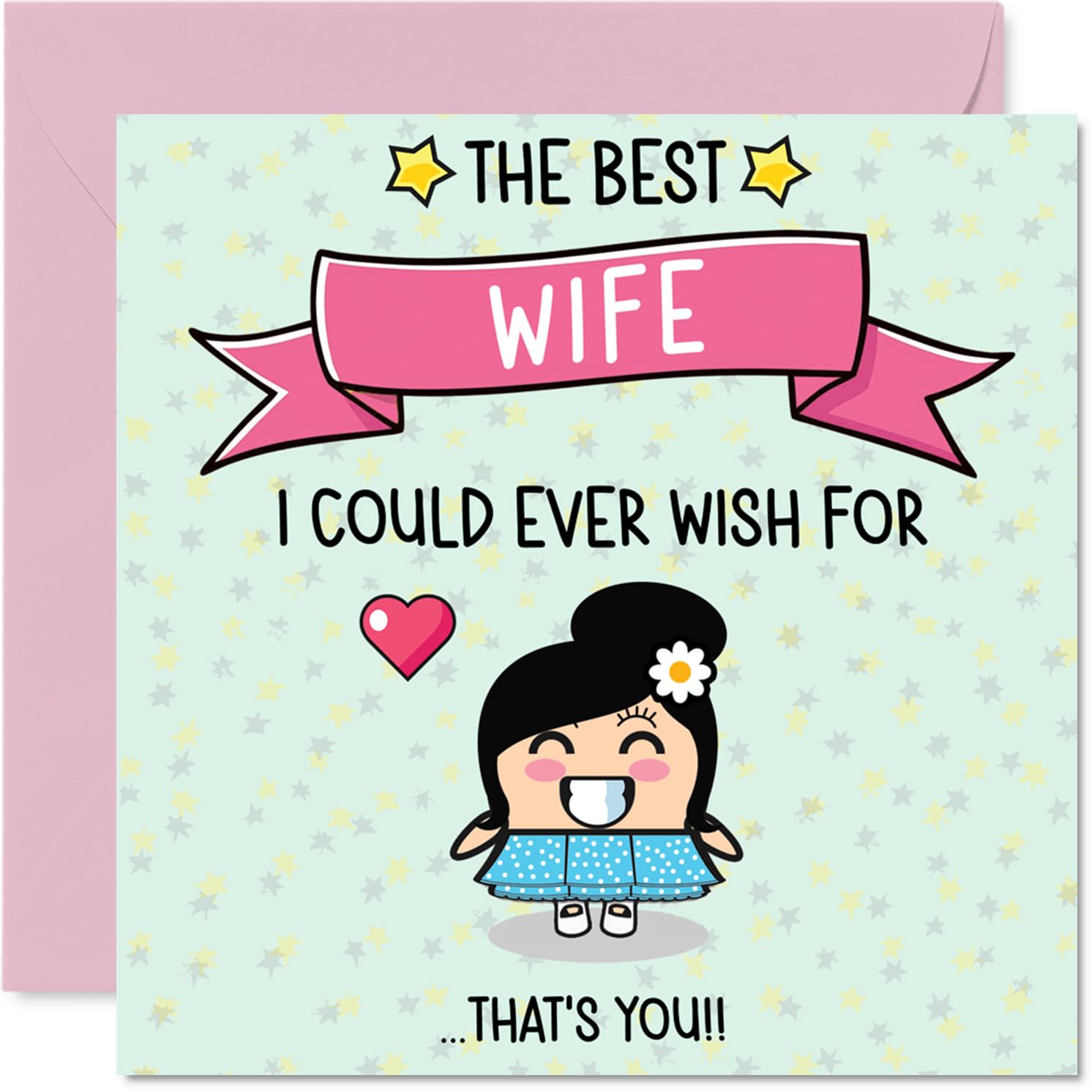 Wife Birthday Card - The Best I Could Ever Wish For - Happy Birthday Card for Wife from Husband Partner, 145mm Cute Bday Greeting Cards