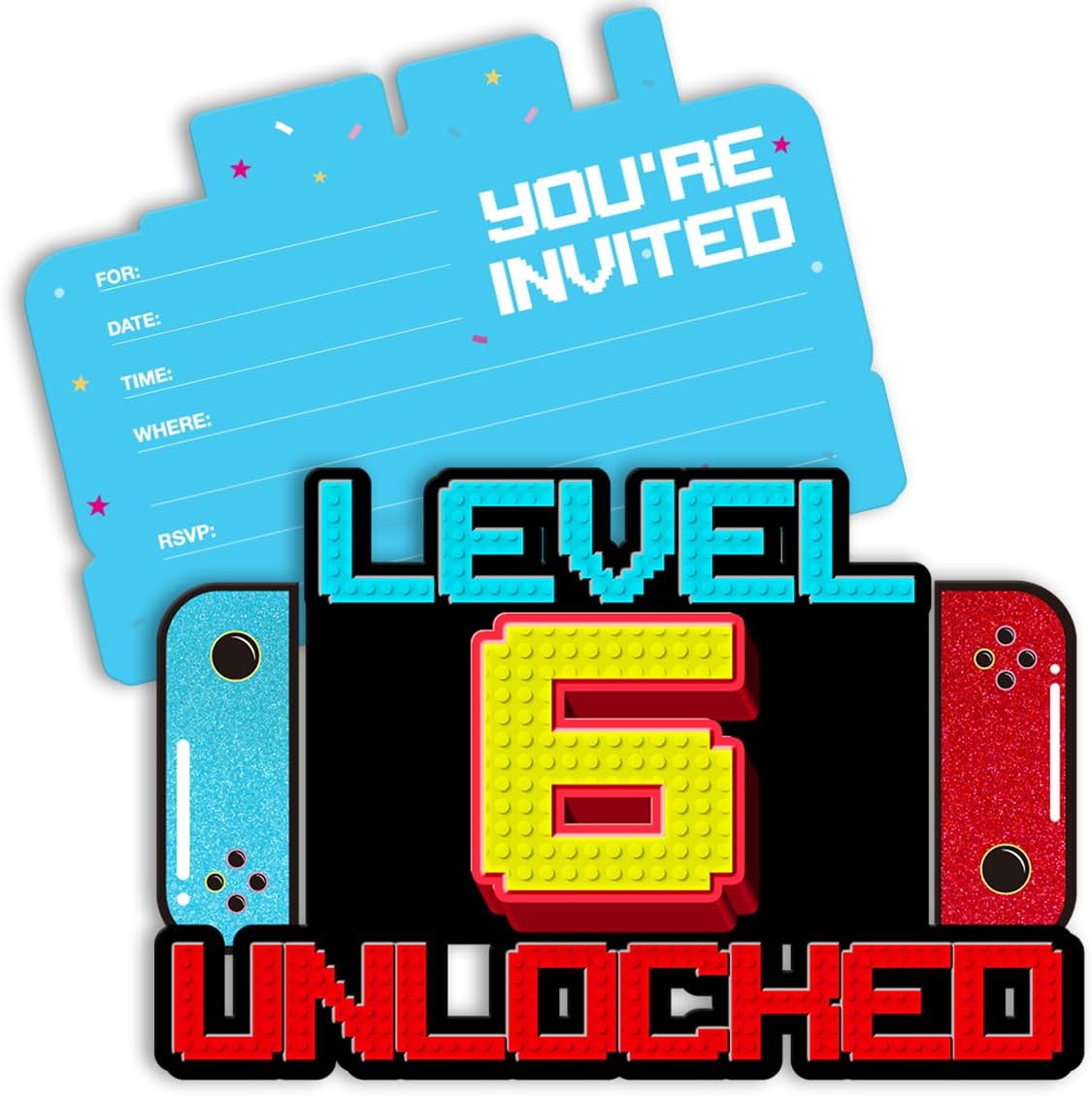 Video Game 10th Birthday Invitations Boy Video Game 10 Year Old Boys Birthday Party Shaped Invitations with Envelopes, Set of 20