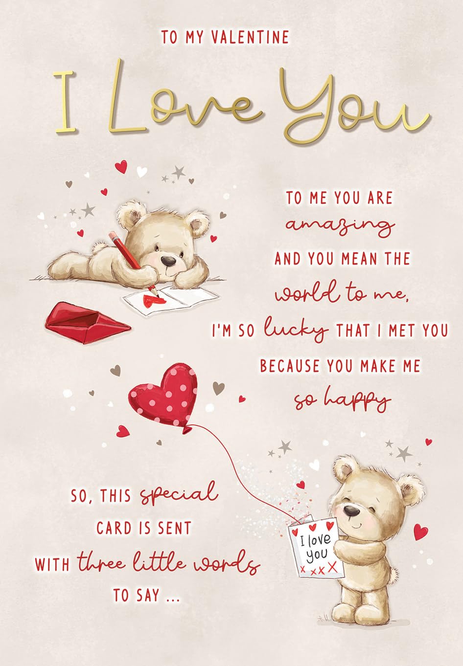 Piccadilly Greetings Valentine's Day Card, To My Valentine I Love you Open - 9 x 6 inches