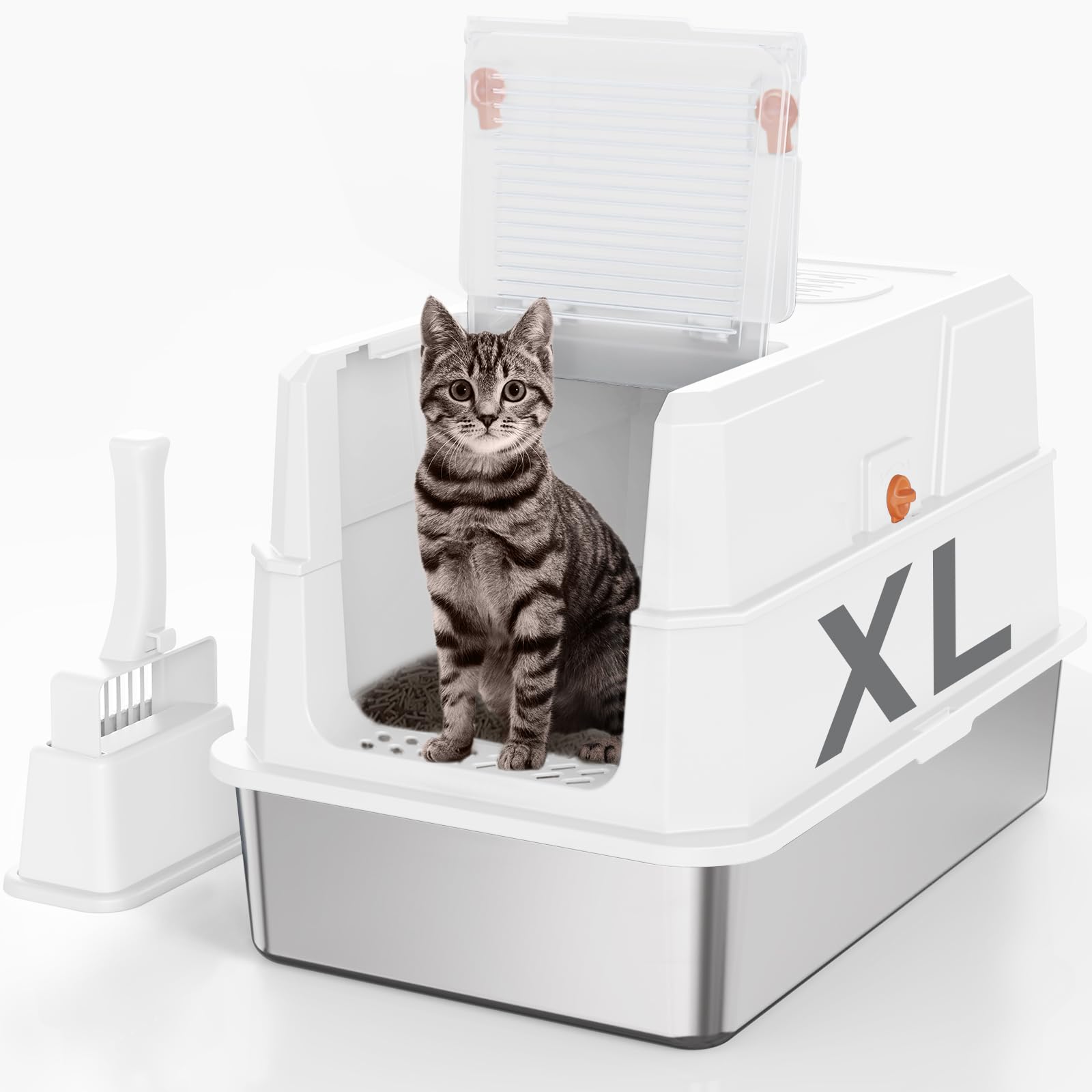 Amazon.com: SZEE Stainless Steel Cat Litter Box with 180°Flip-Top