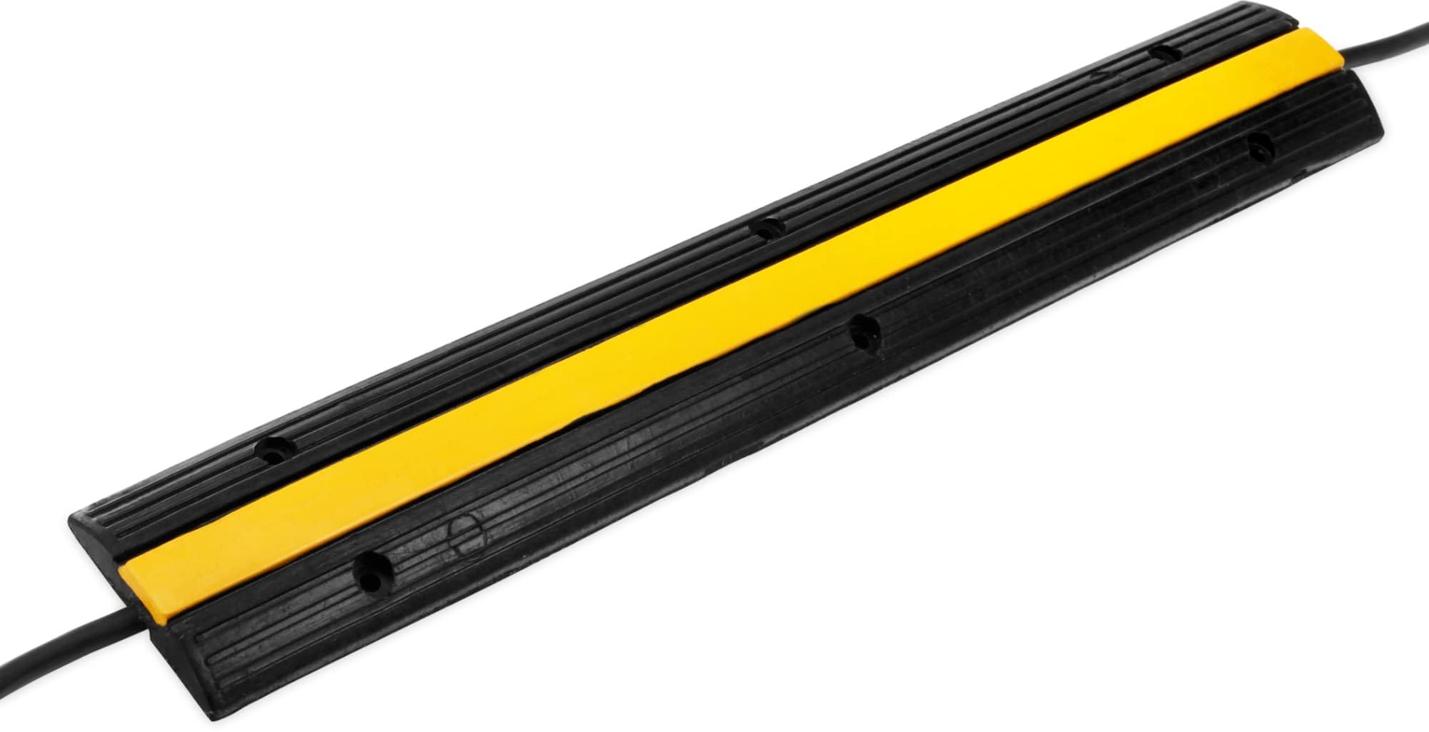 4X Pronomic Protector 1-100N Kabelbrücke 1-Kanal mit Steckverbindung 100 x 15 x 3 cm - Kabelkanal aus Kunststoff für Versanstaltungen - Kabel Überfahrschutz für Boden - Schwarz/Gelb