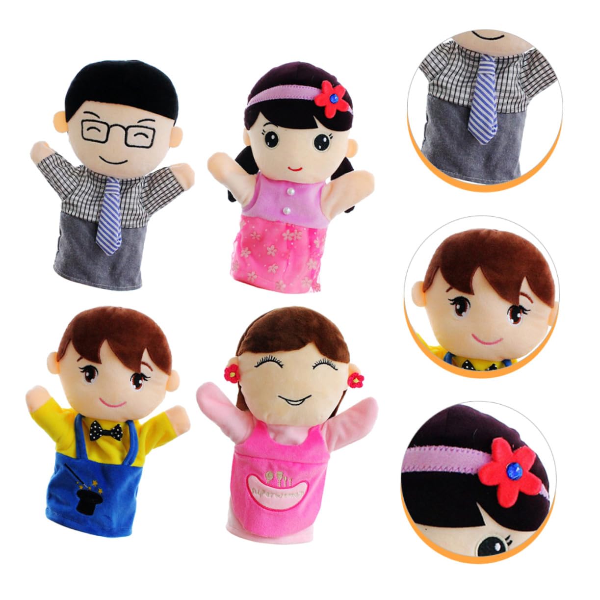 BESPORTBLE 4 Marionette in Panno per Burattini Mano Interattivi per Racconti e Colori Vivaci Educativi per Asilo e Giochi Familiari