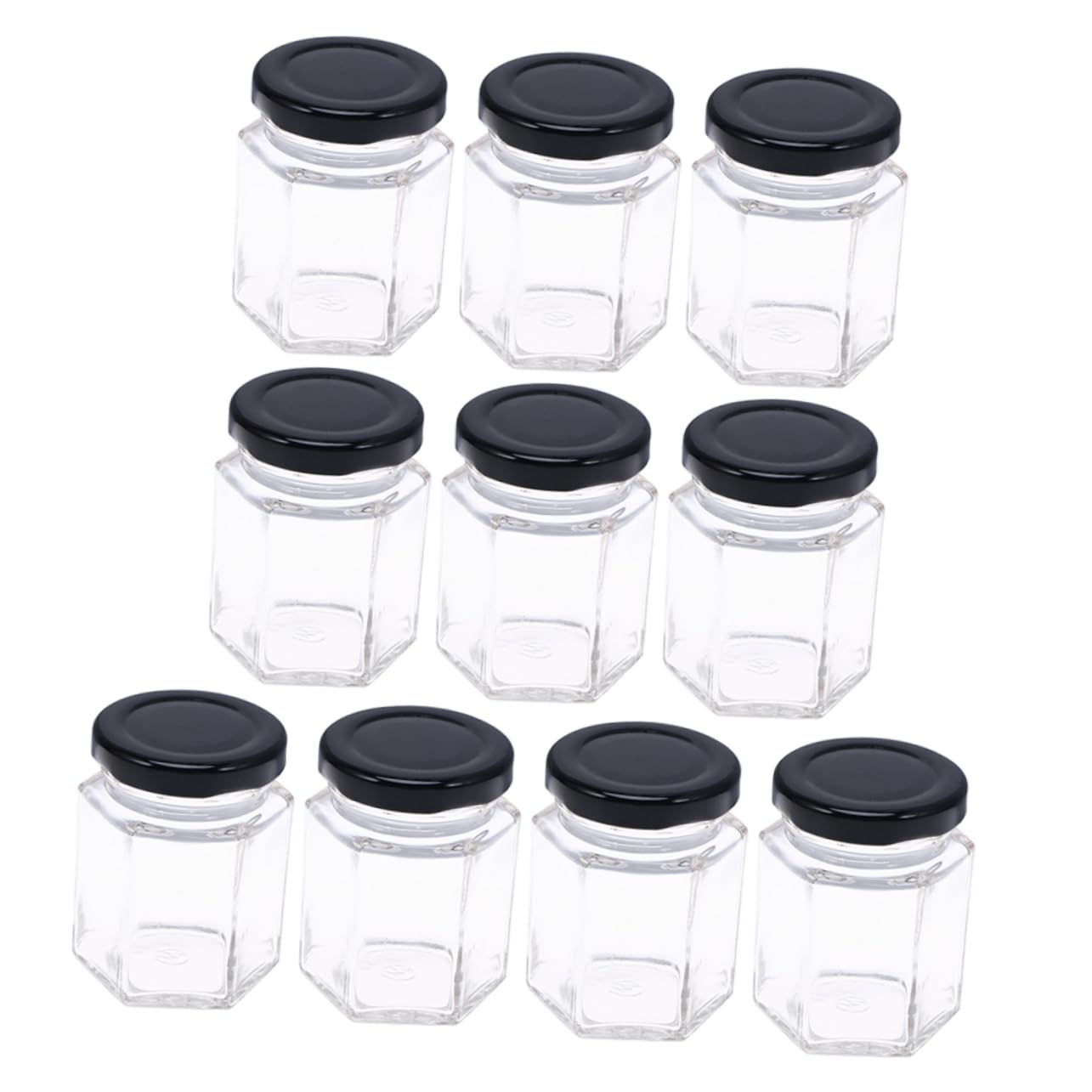 Garneck 10pcs Honey Storage Bottle Honey Container Clear Candy Jars Honey Dipper Jar Clear Jam Pot Nut Container Jelly Jar Honey Jar with Dipper Canning Bottle Mini Hexagon Spell Jar Black