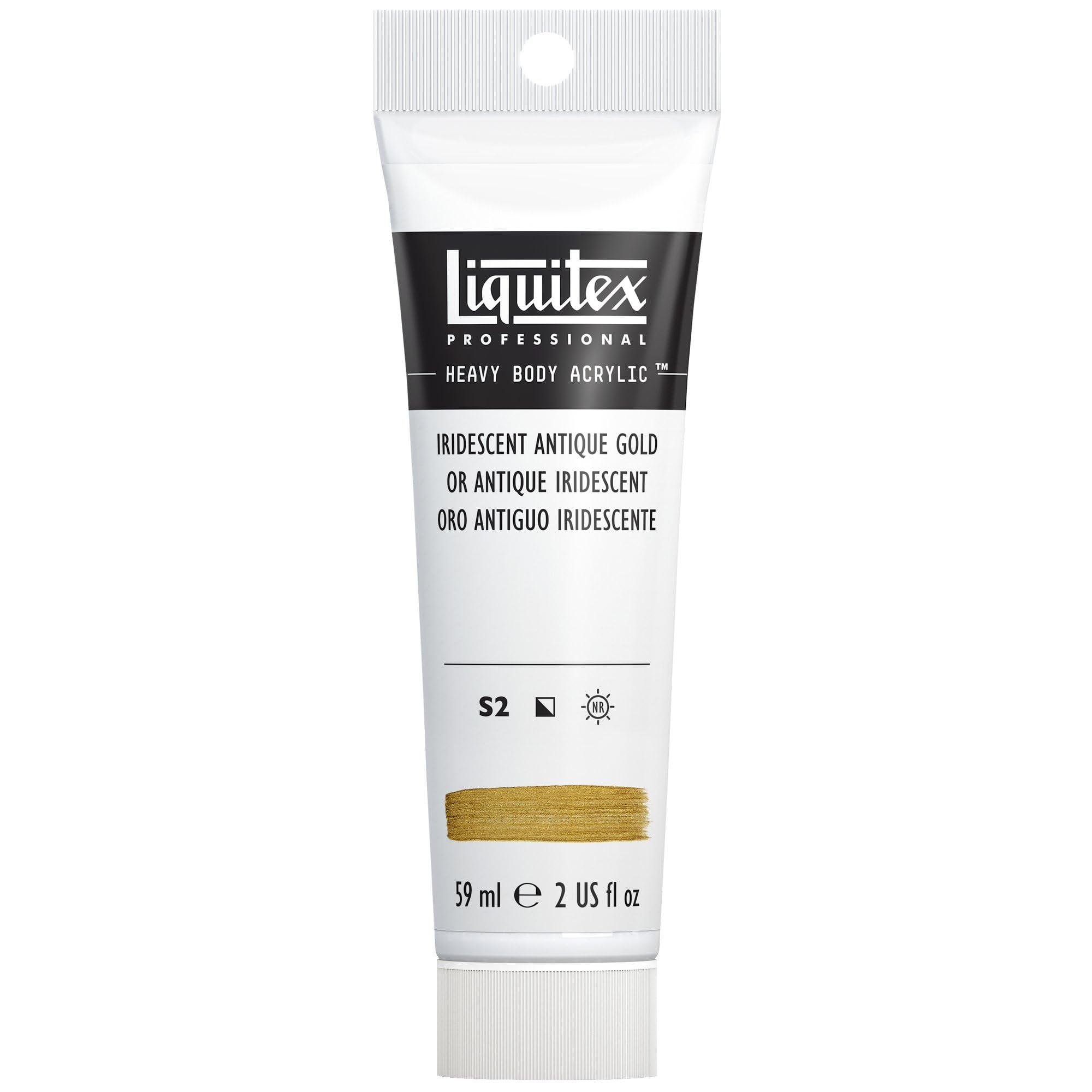 Liquitex 1045237 Professional Heavy Body Acrylfarbe in Künstlerqualität mit ausgezeichneter Lichtechtheit in buttriger Konsistenz, 59ml Tube - Irisierendes antikes Gold