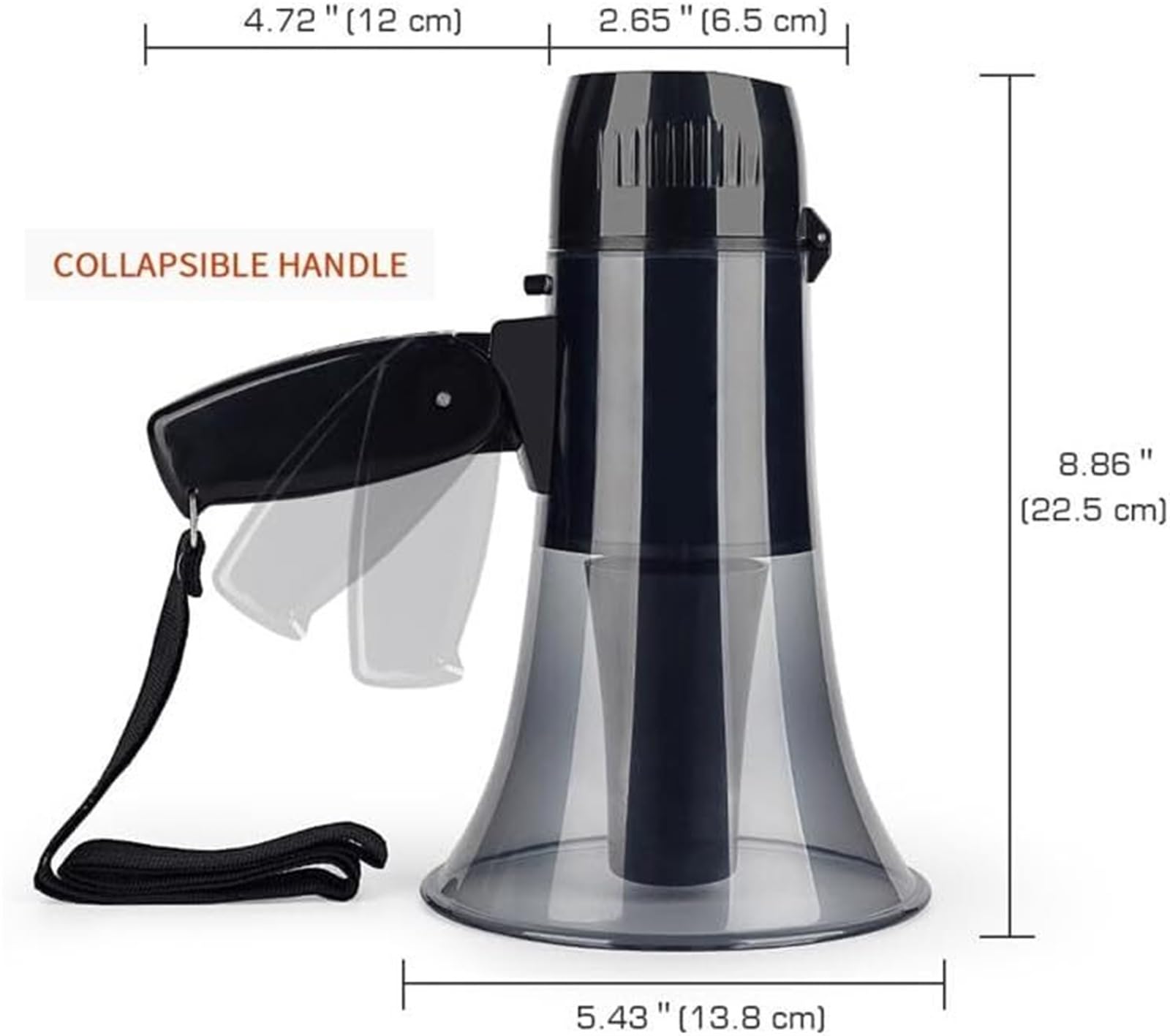 Mégaphone, klaxon à air, Haut-Parleur mégaphone Compact Bullhorn 20 Watts avec sirène intégrée, Modes d'alarme et Enregistrement de 240 Secondes