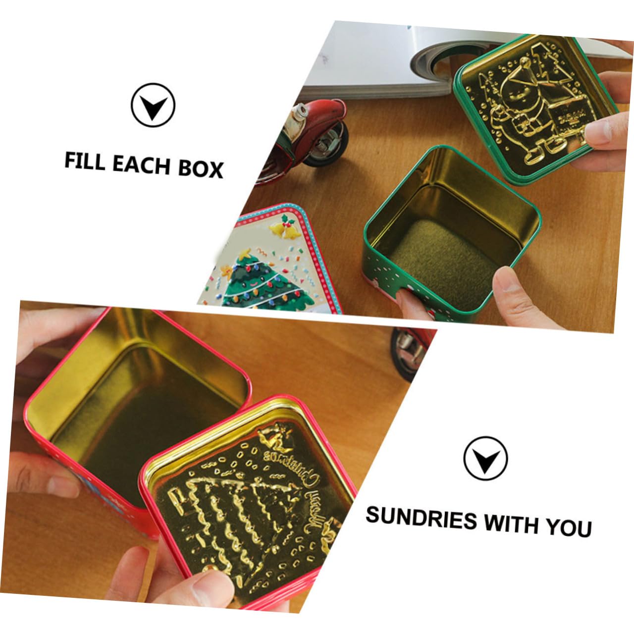 ORFOFE 8stücke Pack Weihnachts-bonboniere Aus Weißblech Weißblech-süßigkeiten-gläser Mit Weihnachtsmuster Für Bonbons Kekse Als Weihnachtsgeschenke-box