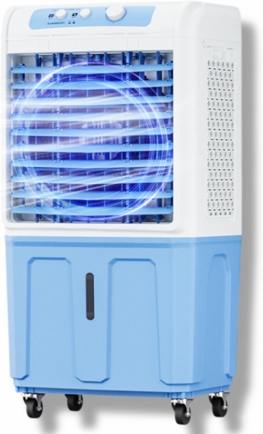 SXXAZLDP Windowless Portable Air Conditioner, Swamp Cooler with Large Water Tank and Ice Packs, 120° Oscillation Evaporative Ventless for Indoor Outdoor Bedroom Office