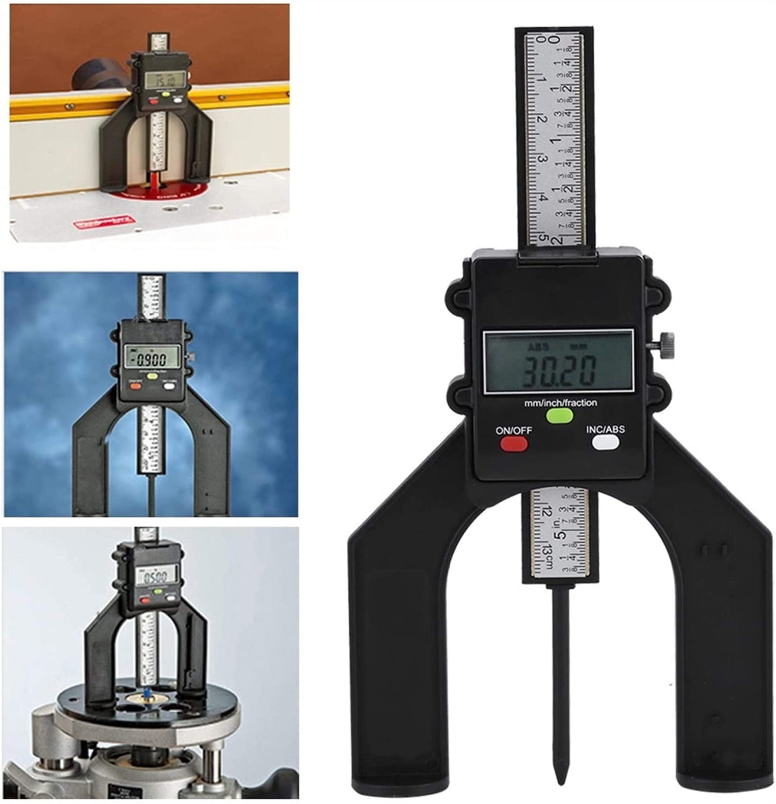 Calibrador de Altura de plástico de ingeniería 0-80 mm Sujete firmemente el medidor de Profundidad Medidor de Altura Medidor de Altura Digital Duradero con pies magnéticos