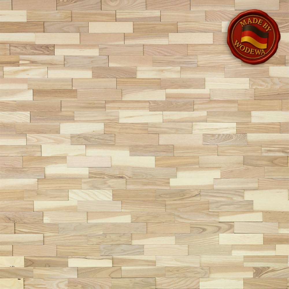 wodewa Rivestimento Murale Legno di Frassino I 1m² Pannelli Murali Rivestimento Parete Legno Decorazioni Pareti 3D Pannello Decorativo Cucina Cameretta