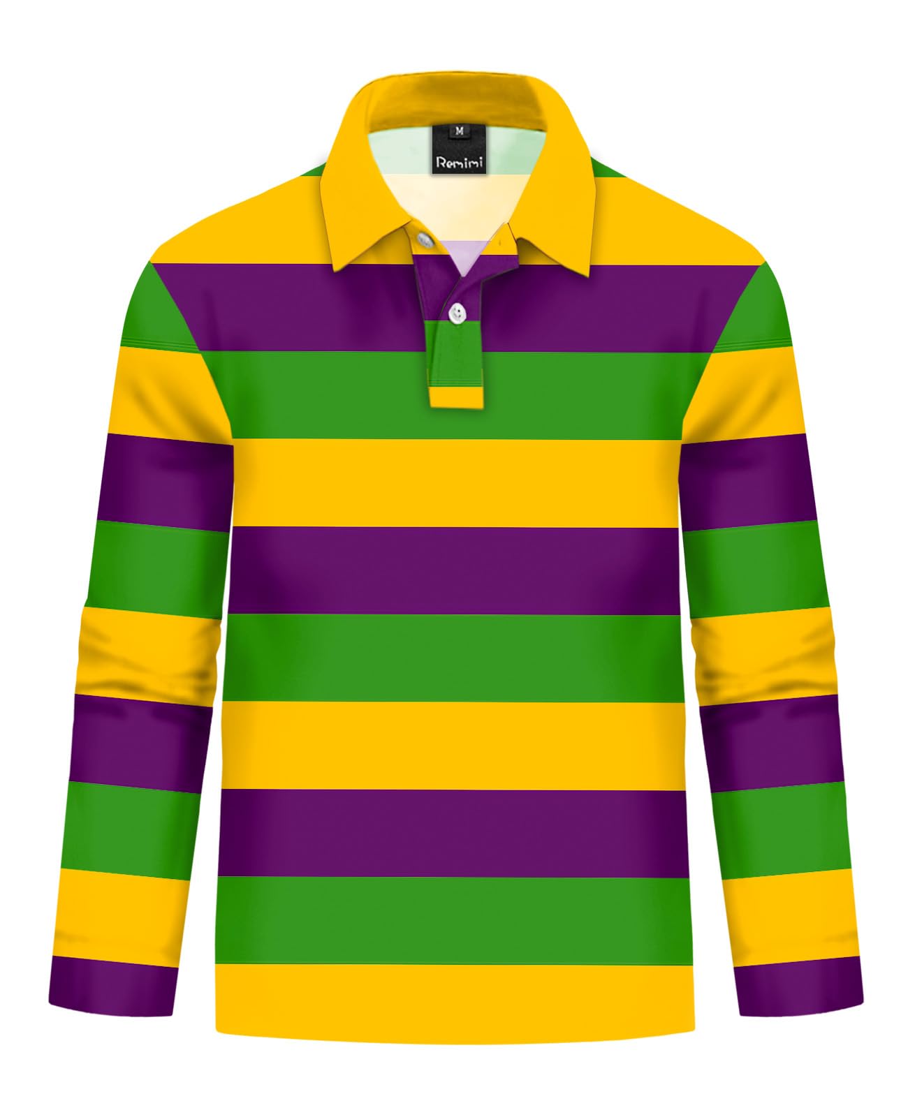 Remimi Kids Valentines Print Polo Shirt Mardi Gras Long Sleeve Collared Shirts 5-14 Years