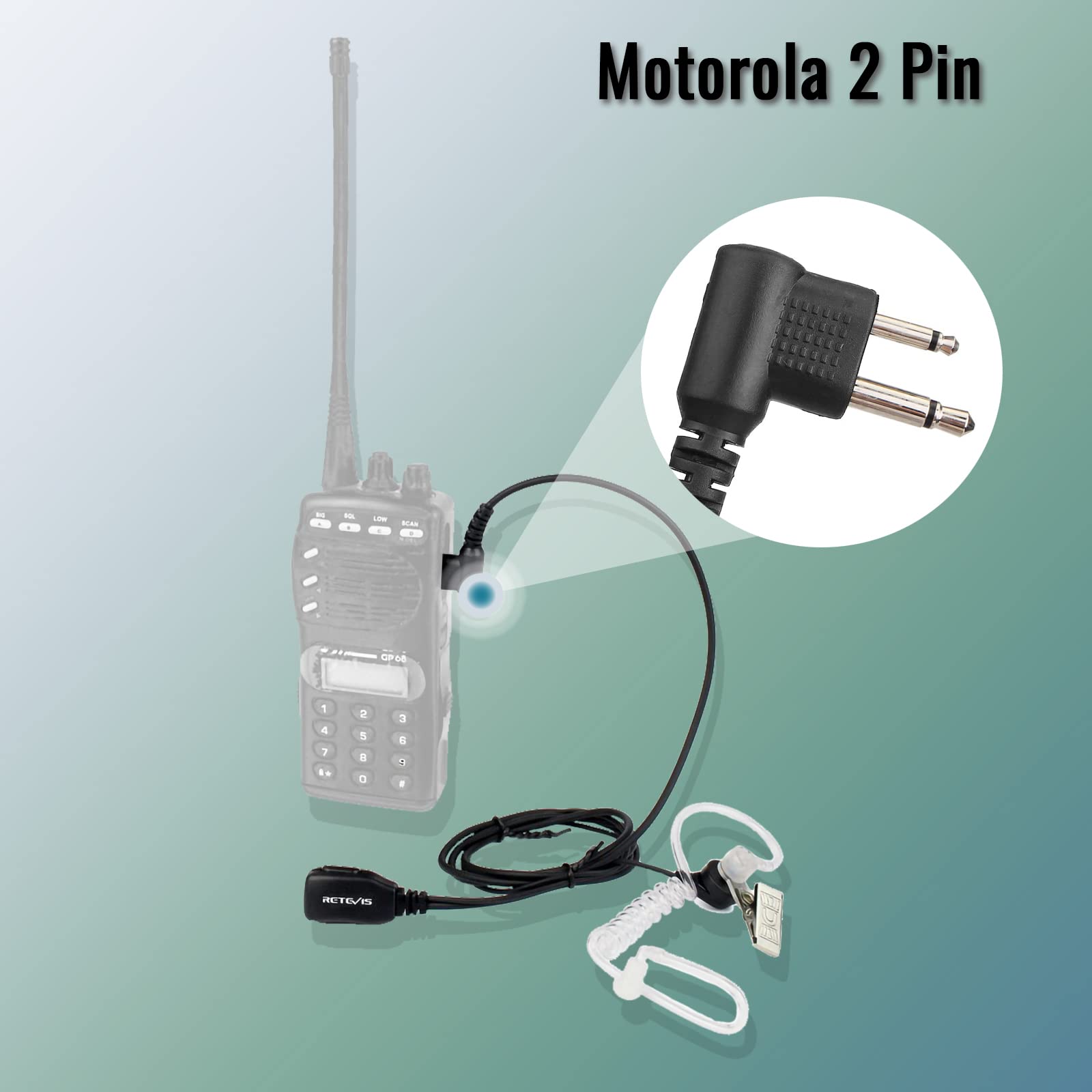 Retevis Surveillance Earpiece 2 Pin Security Headset Covert Acoustic Tube Compatible with Motorola CP040 DP1400 GP68 GP88 GP300 CT150 Pro1150 HYT TC-500 TC-600 Hyera 2 Way Radio (2 pcs) — view 7