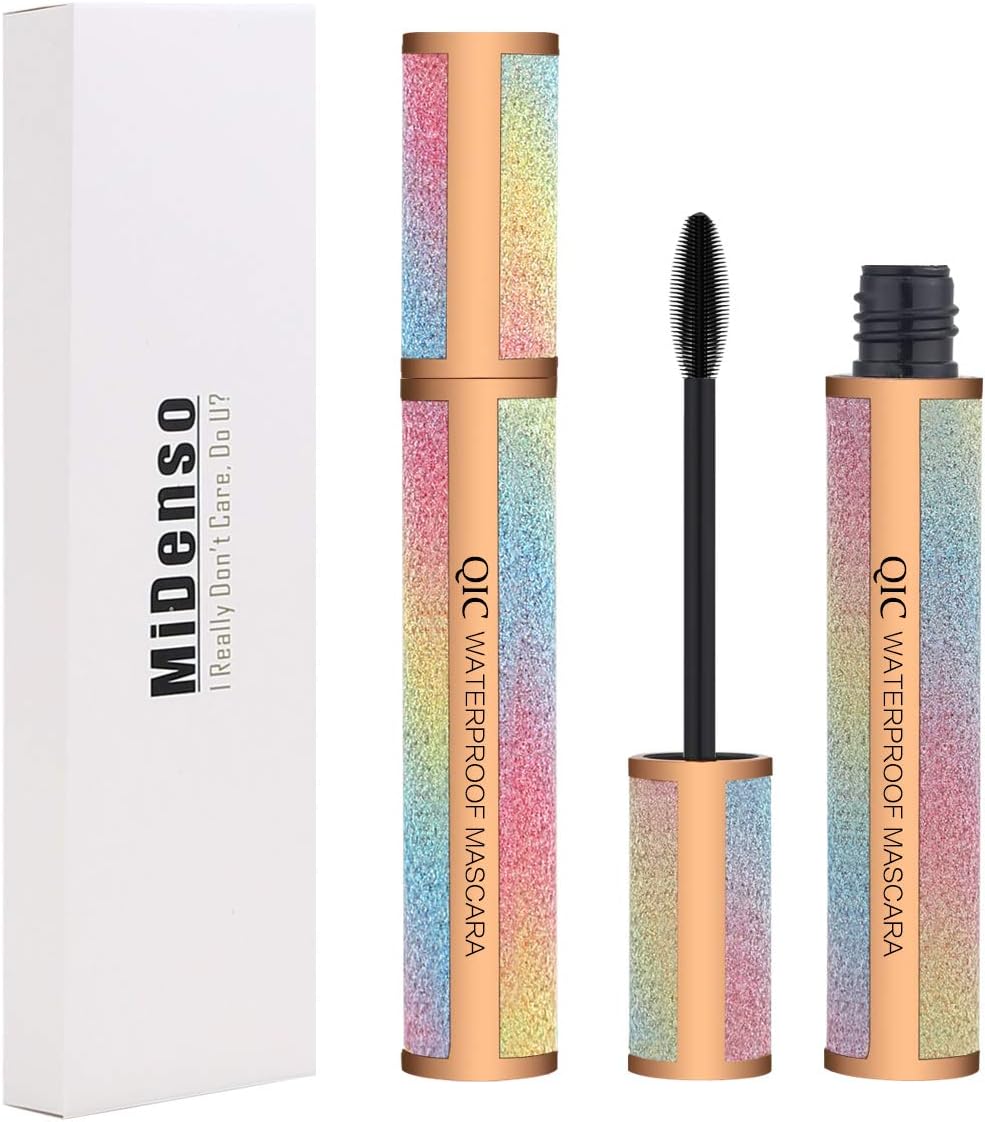 4D Lash Mascara Silk Fiber Eyelash Mascara Waterproof Thicker Longer Voluminous Eyelashes Makeup Long Lasting with Hypoallergenic Ingredients Non-toxic and Natural (Champagne Gold)