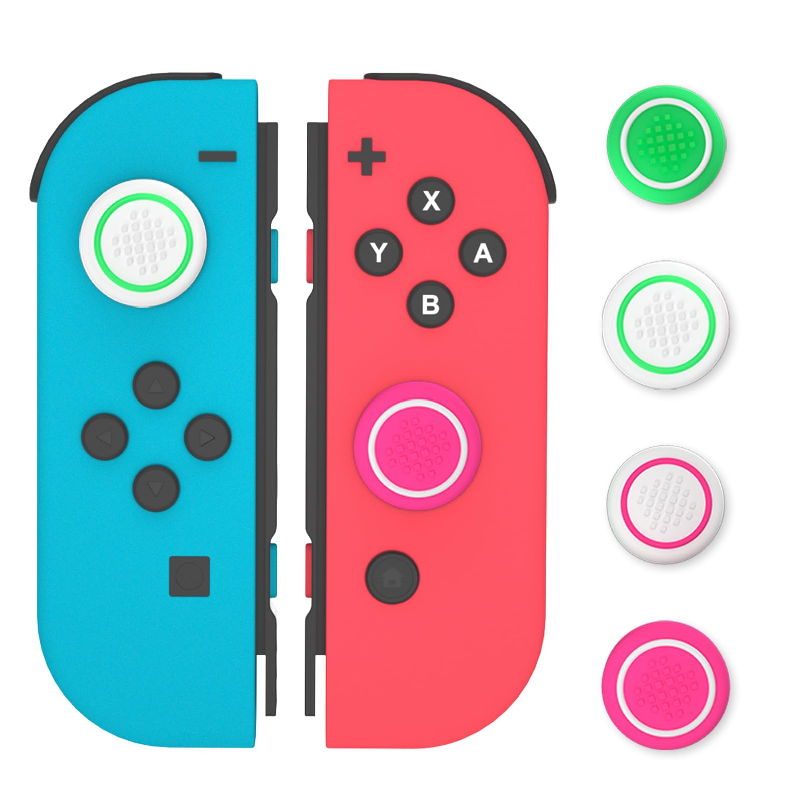 NANANINO Cute Silicone Joycon Thumb Grip Caps, Joystick Cover Compatible with Nintendo Switch/OLED/Switch Lite,4PCS - Pink & Green