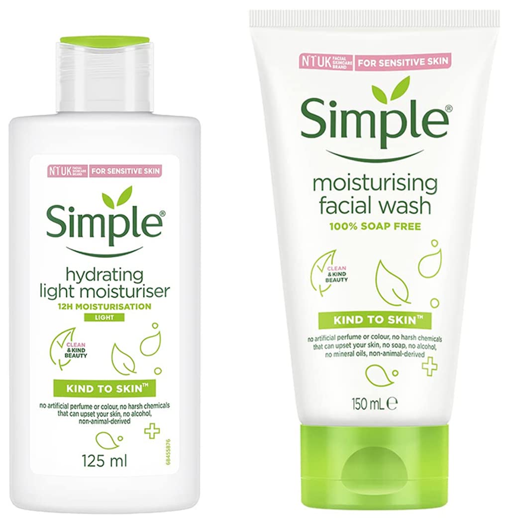 Simple Kind to Skin Hydrating Light Moisturiser 125 ml & Simple Kind To Skin Moisturising Facial Wash Facewash 150 ml